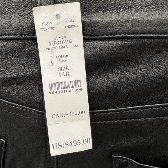 WHBM Genuine Leather Slim Ankle Pants Size 14 Regular New with Tags NWT - Picture 4 of 4